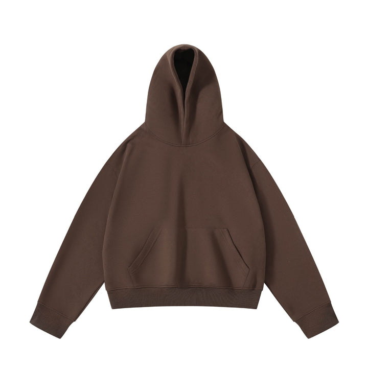 Unisex schwerer Oversize-Kapuzenpullover mit doppellagiger Kapuze Kängurutasche und breitem Rippbund Echo Archiv