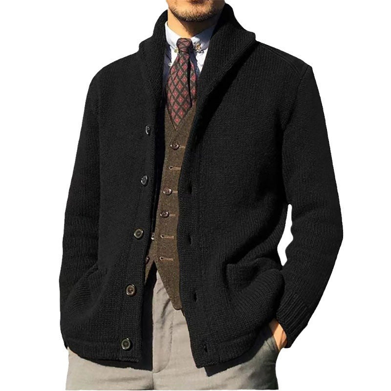 Herren Strickjacke mit schickem Kragen und Knopfdetails Echoarchiv