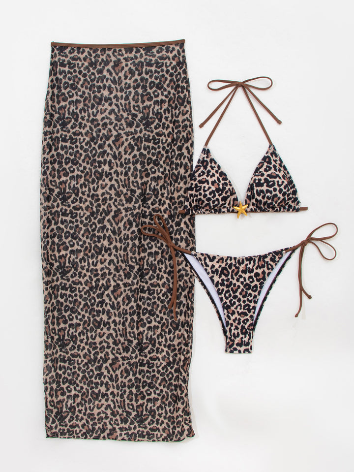 Damen Triangel-Bikini mit elegantem Wickelrock und tierischem Muster Echo Archiv