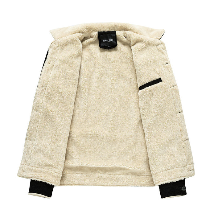 Herren Cordjacke im Trucker‑Stil mit Sherpa‑Futter und Pattentaschen – Taviero