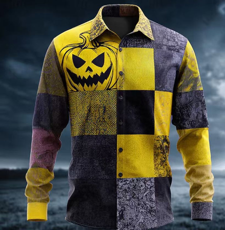 Herren Kurzarmhemd mit einzigartigem Halloween-Motiv Echoarchiv
