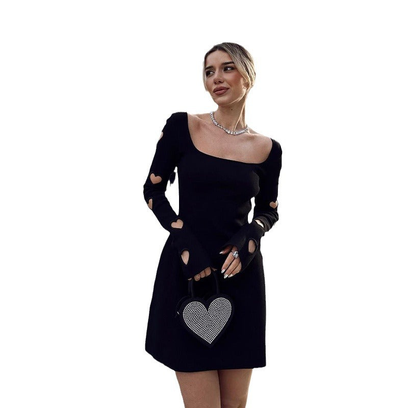 Damen Minikleid mit Herz-Details und asymmetrischem Ausschnitt Echo Archiv