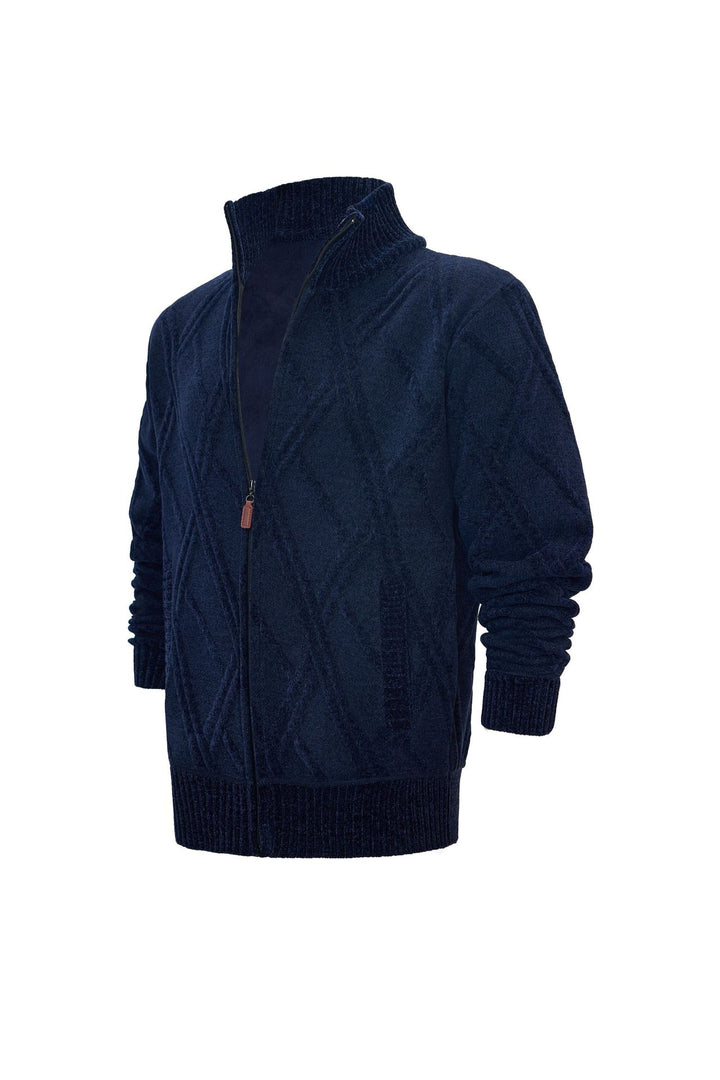 Herren Fleece-Jacke mit strukturierter Oberfläche und hohem Kragen Echoarchiv
