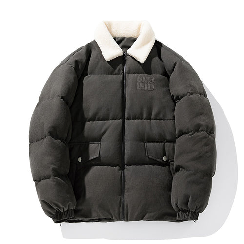 Unisex Wattierte Cord-Optik-Steppjacke mit Teddykragen und aufgesetzten Pattentaschen Echo Archiv