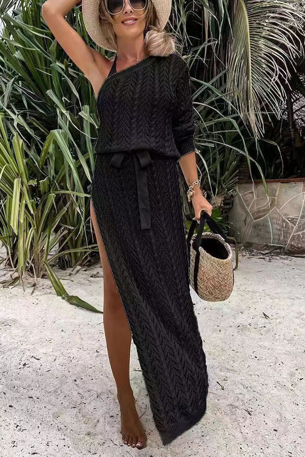Damen Sommerliches Maxi-Kleid mit asymmetrischem Schnitt und lässigem Bindegürtel Echo Archiv