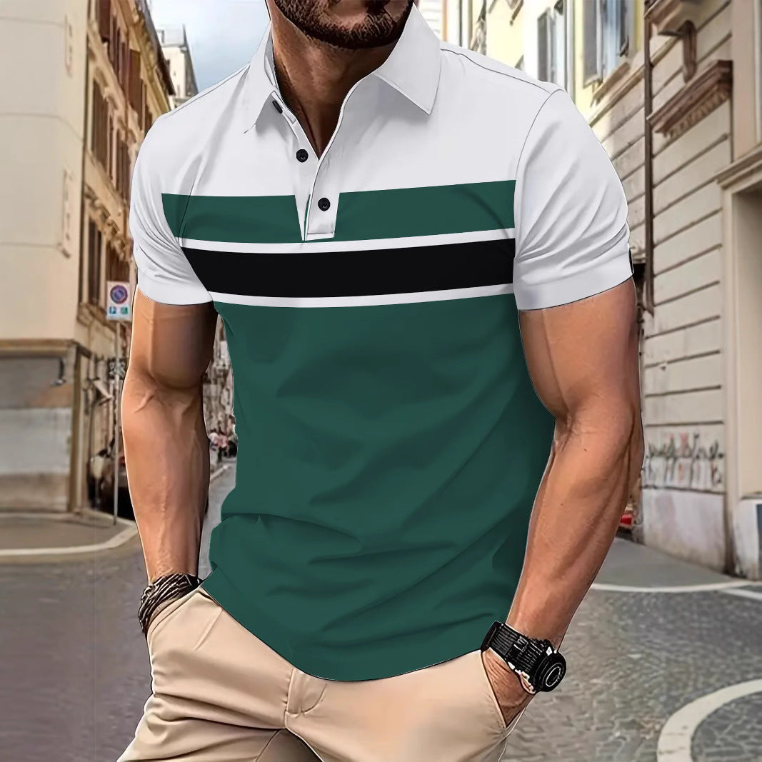 Herren Kurzarm Poloshirt mit modernem Streifenmuster Echoarchiv