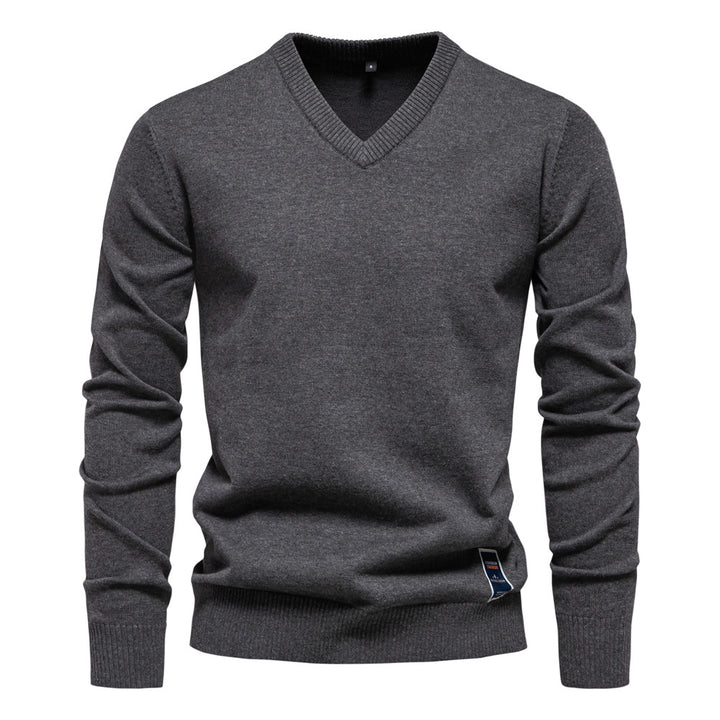 Herren Strickpullover mit V-Ausschnitt und feiner Textur Echoarchiv