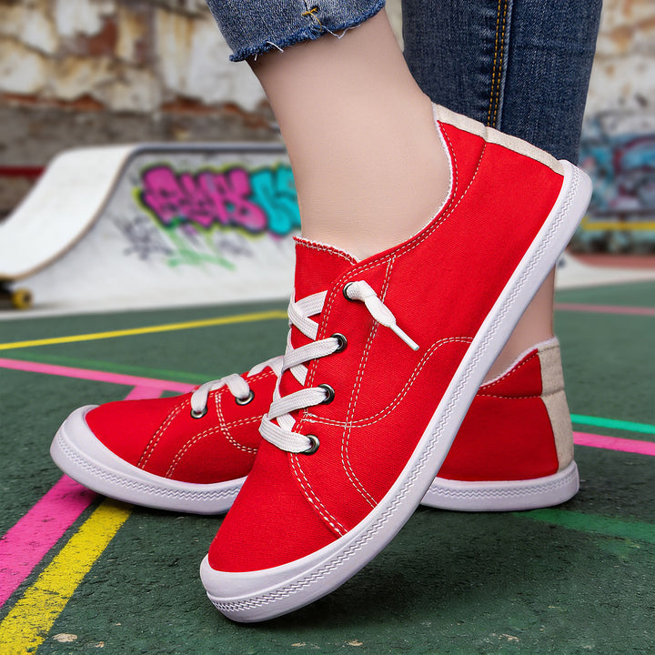 Damen nan klassische Canvas-Sneaker low-top mit verstärkter Gummisohle, Metallösen und gepolstertem Fersenkragen Echo Archiv