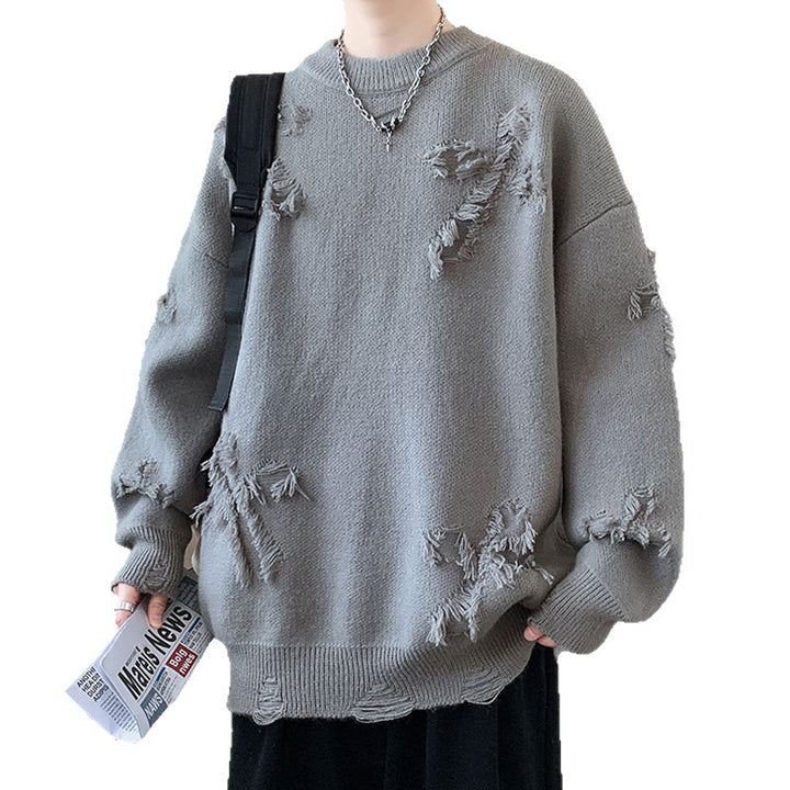 Damen Grobstrickpullover mit Fransen Echoarchiv