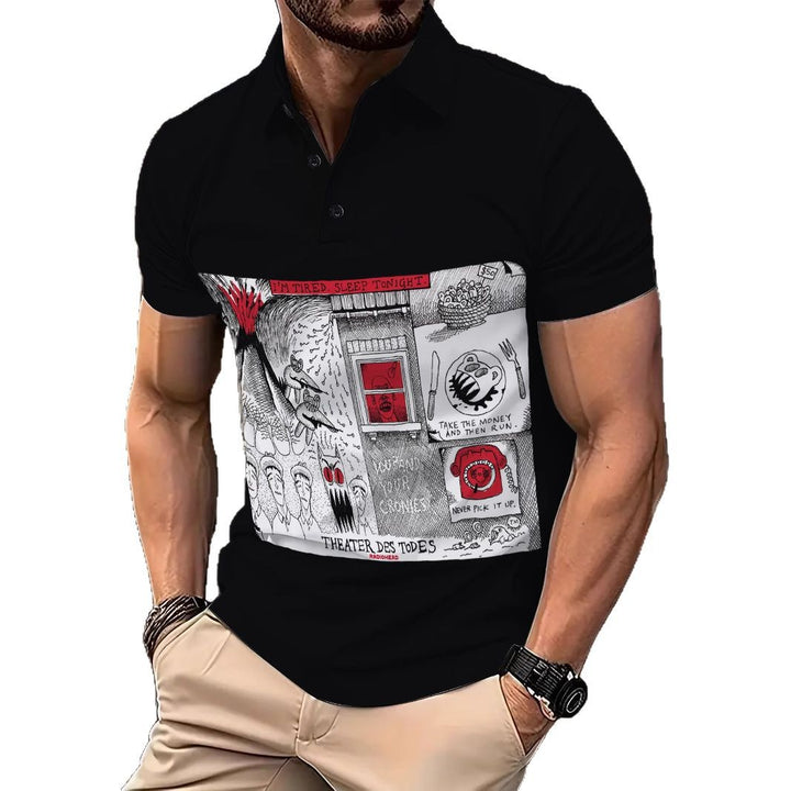 Herren Poloshirt mit kreativem Grafikprint und modernem Schnitt Echoarchiv