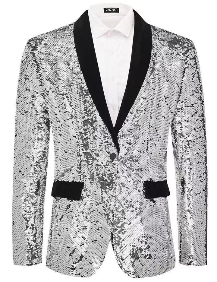 Herren Glamouröser Paillettenblazer mit klassischem Revers Echoarchiv