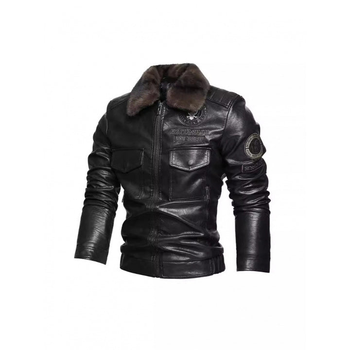 Herren Lederjacke mit Kunstfellkragen Echo Archiv