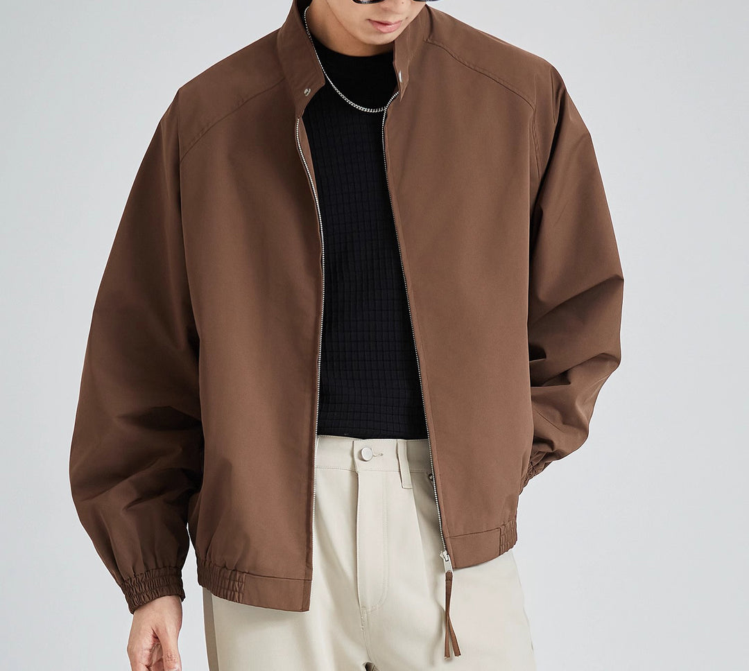 Herren leichte oversized Bomberjacke mit Stehkragen und elastischen Bündchen Echoarchiv