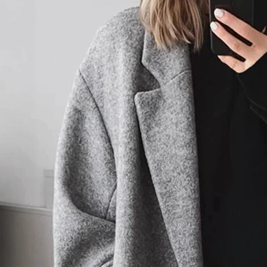 Damen Wollmantel mit strukturiertem Design und oversized Schnitt Echoarchiv