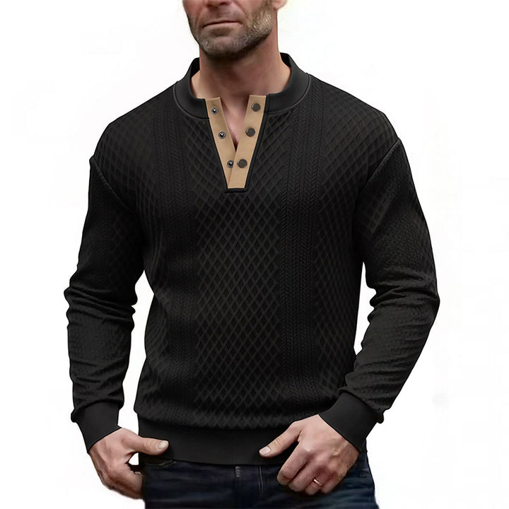 Herren Elegantes Strukturpullover mit Knopfleiste Echo Archiv