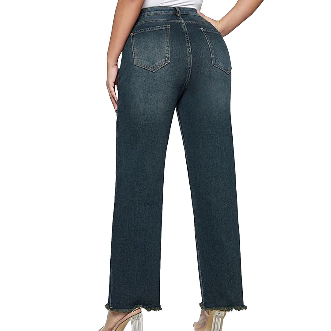 Damen nan weite knöchellange Jeans mit hohem Bund und rohem Saum Echo Archiv