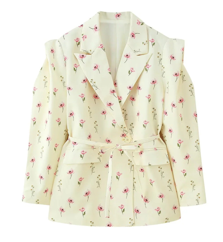 Damen Blazer mit Schulter-Cutouts, Taillengürtel und Ein-Knopf-Verschluss Echo Archiv