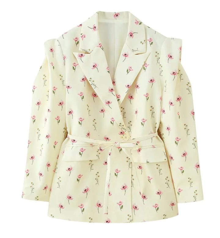 Damen Blazer mit Schulter-Cutouts, Taillengürtel und Ein-Knopf-Verschluss Echo Archiv