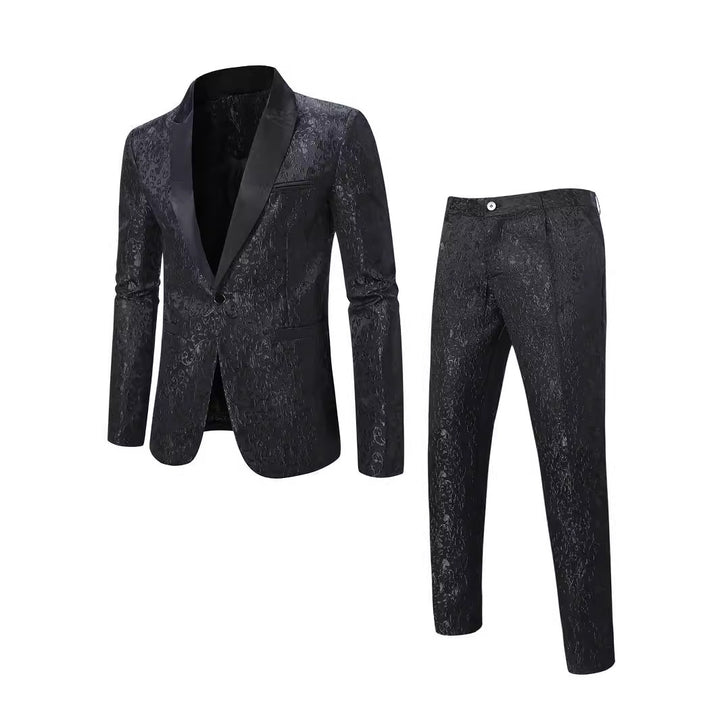 Herren Elegantes Smokinganzugset mit floralem Musterdruck Echoarchiv