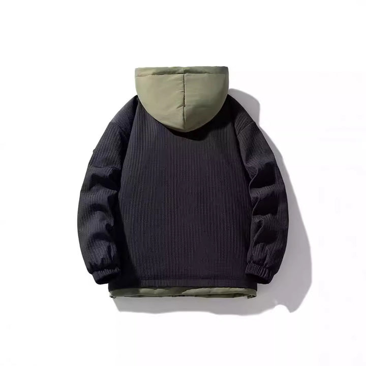 Herren Zweilagige Kapuzenjacke mit Fleece-Innenfutter und Allover-Sketch-Print – Taviero