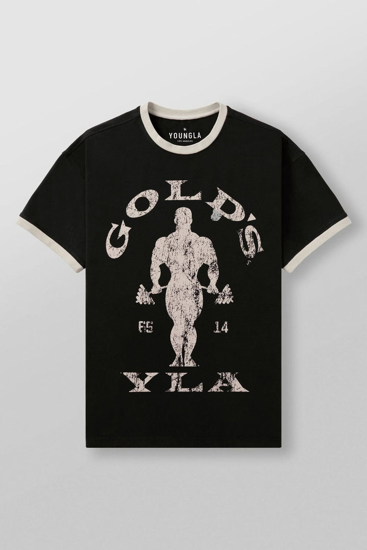 Herren nan Vintage Trainingsshirt mit Rundhalsausschnitt Kontrastbündchen und Retro-Bodybuilding-Druck Echo Archiv