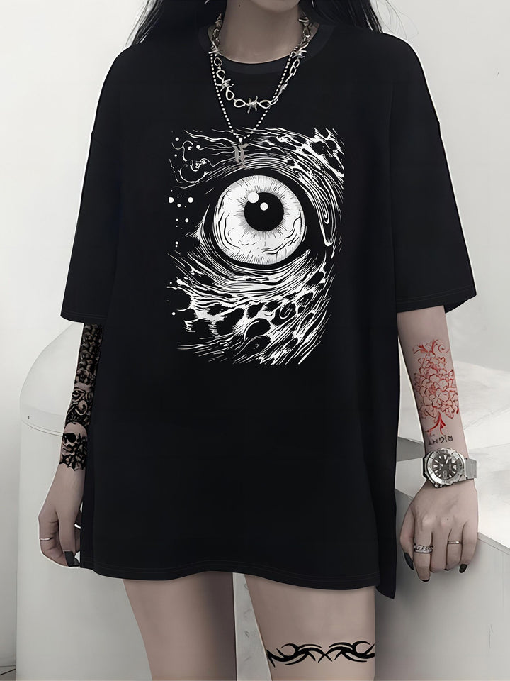Damen T-Shirt mit künstlerischem Skelettmotiv und einzigartigem Druck Echo Archiv