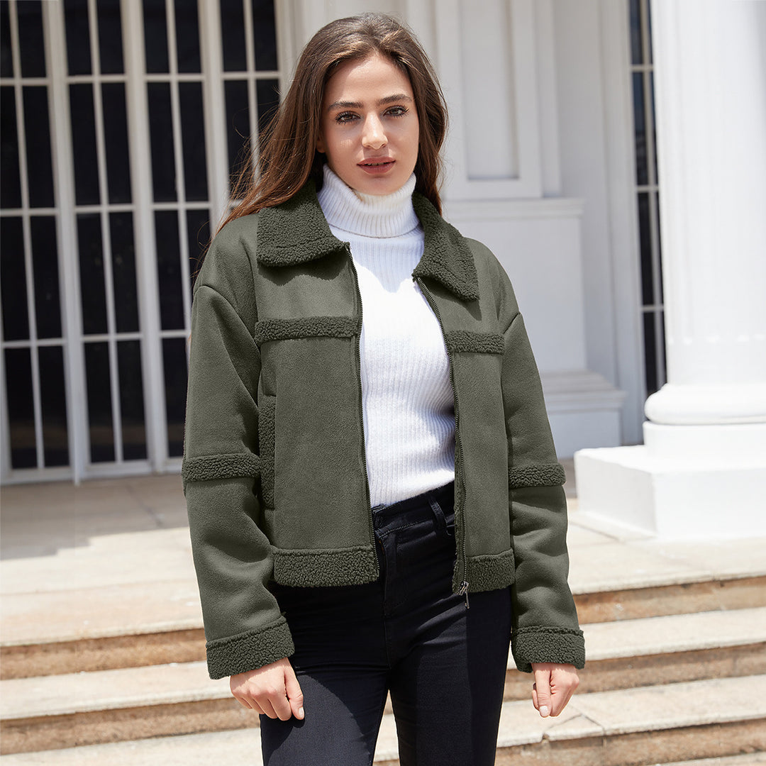 Damen nan kurze Teddyjacke im Aviator-Stil mit Reißverschluss Echo Archiv