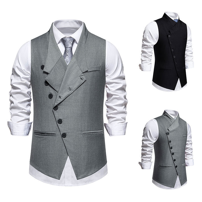 Herren elegante Anzugweste mit asymmetrischem Kragen und Echoarchivrnen Akzenten Echoarchiv