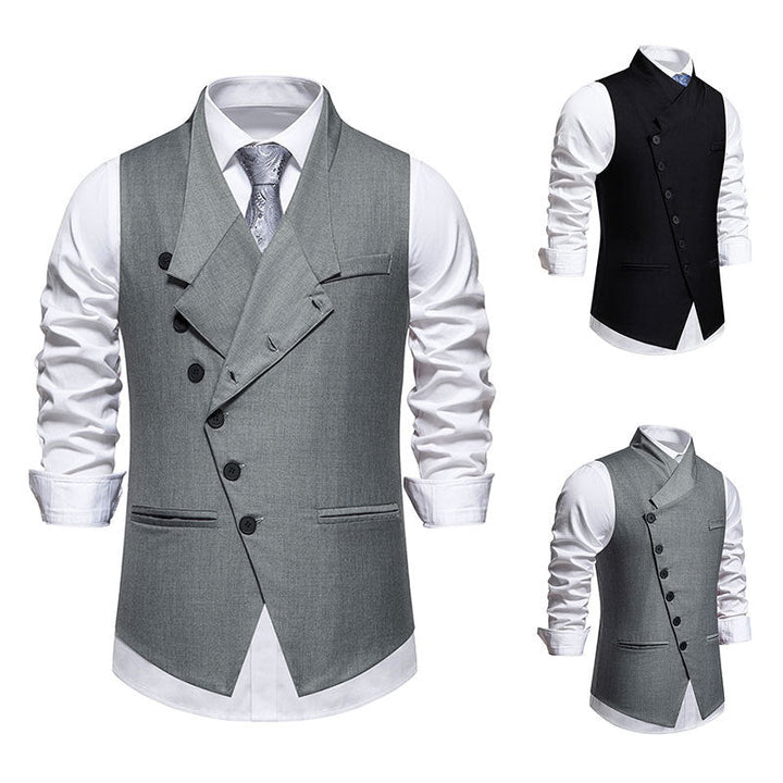 Herren elegante Anzugweste mit asymmetrischem Kragen und Echoarchivrnen Akzenten Echoarchiv