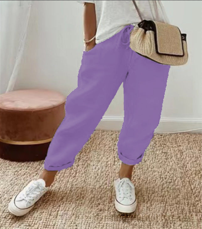 Damen Lockere Bedruckte Jogger mit Kordelzug und Rippbund Echoarchiv