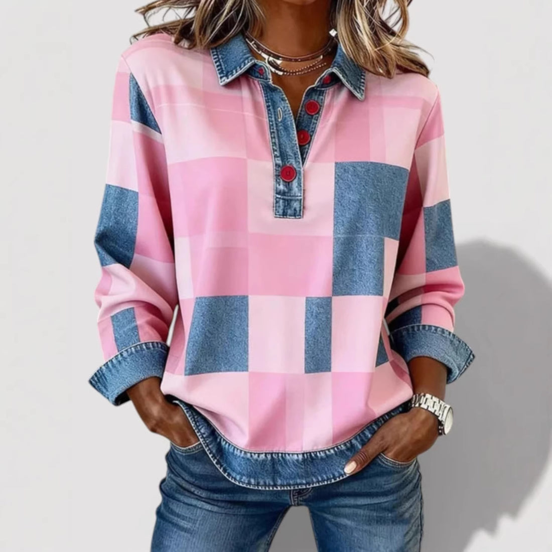 Damen Modische Pullover-Hemd – Mavelle