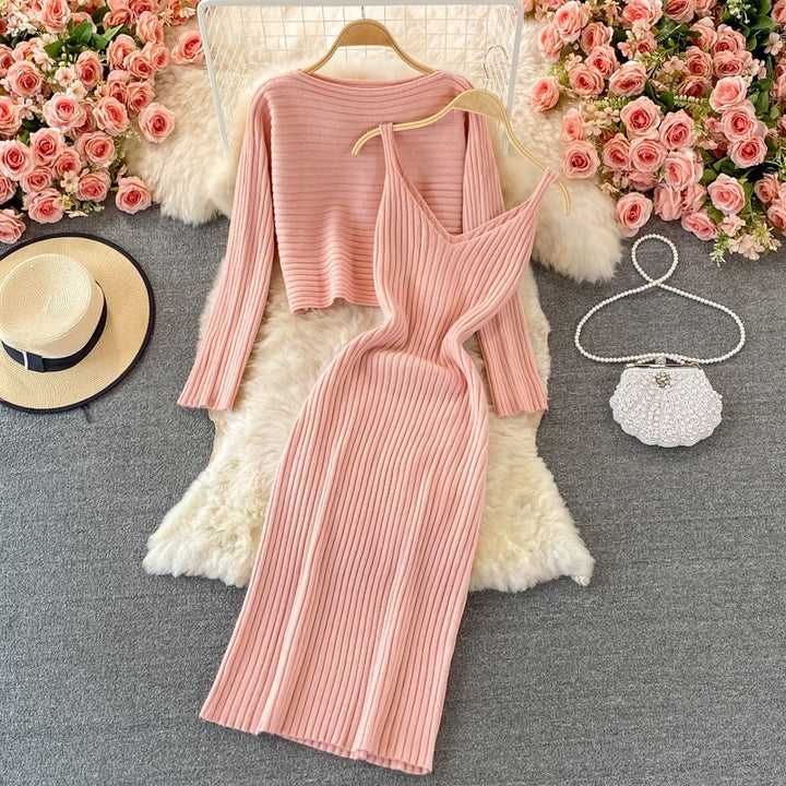 Damen Modisches Strickkleid- und Oberteil-Set Echo Archiv