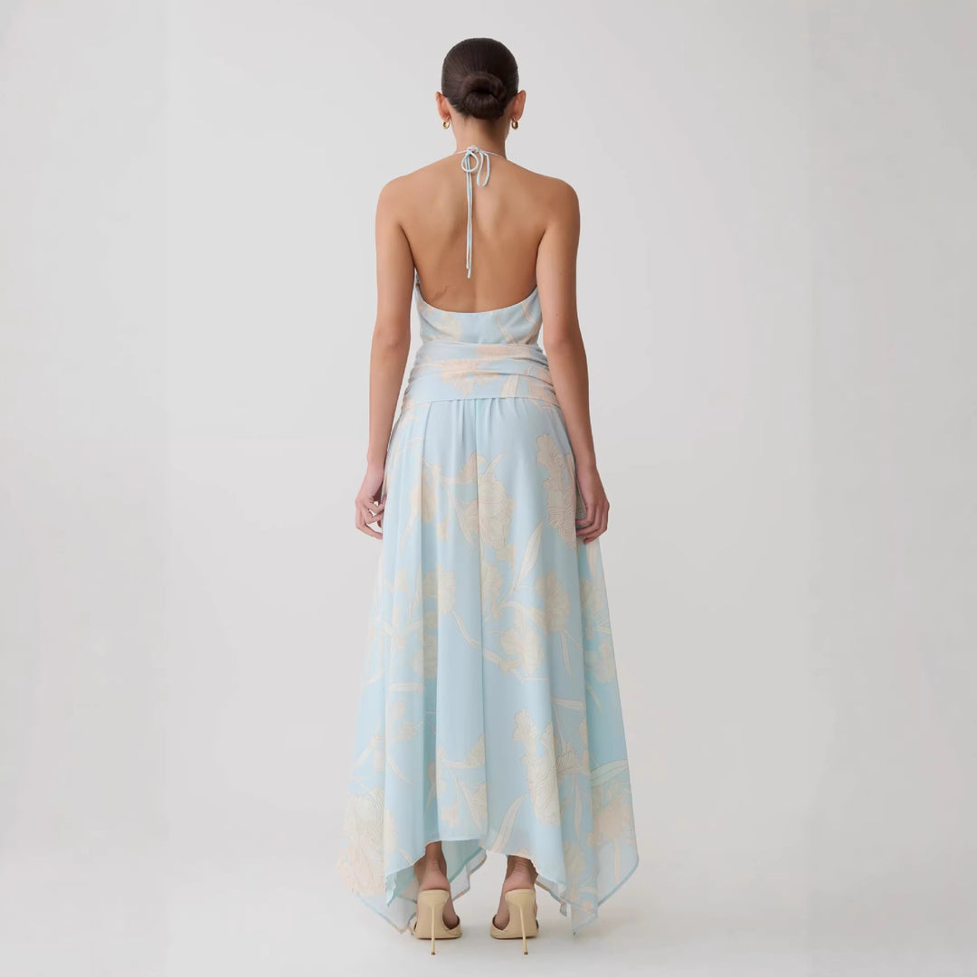 Damen Elegantes Wickelkleid mit tiefem V-Ausschnitt und floralem Design Echo Archiv