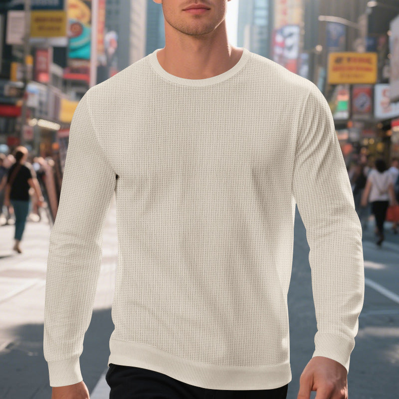 Herren lässiger Rundhalspullover mit strukturiertem Design Echoarchiv