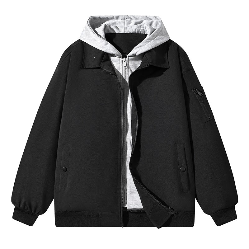 Herren Zweilagige Bomberjacke mit integriertem Kapuzen‑Innenlayer, Raglanärmeln & Ärmeltasche Echoarchiv