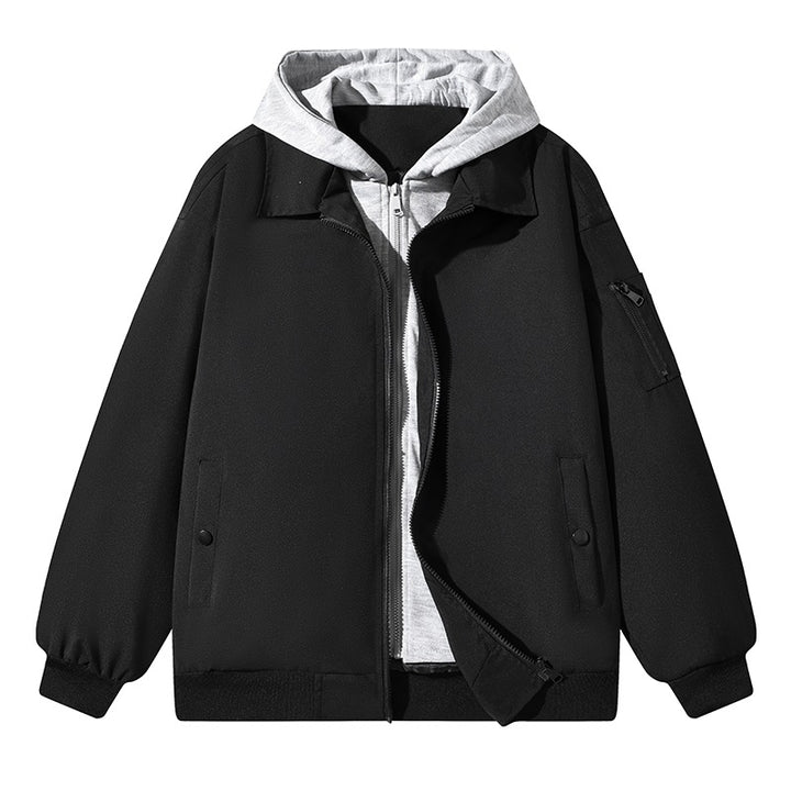 Herren Zweilagige Bomberjacke mit integriertem Kapuzen‑Innenlayer, Raglanärmeln & Ärmeltasche Echoarchiv
