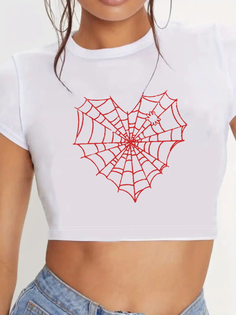 Damen Crop-Top mit innovativem Spinnen-Netz-Design Echo Archiv