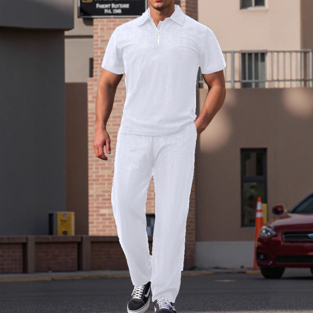 Herren modernes Freizeit Set mit hochwertigem Kurzarm-Polo und bequemen Jogginghosen Echoarchiv