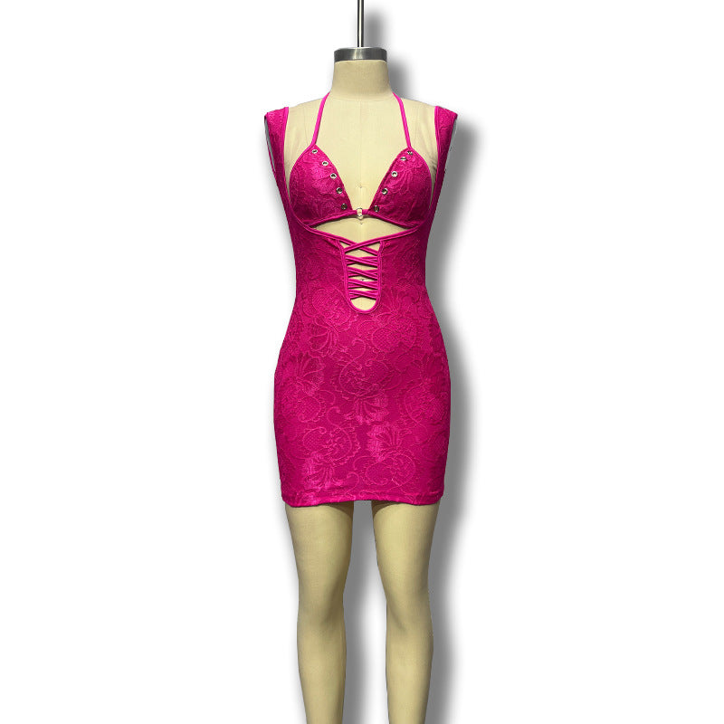 Damen figurbetontes Spitzendesign Cocktailkleid Echo Archiv