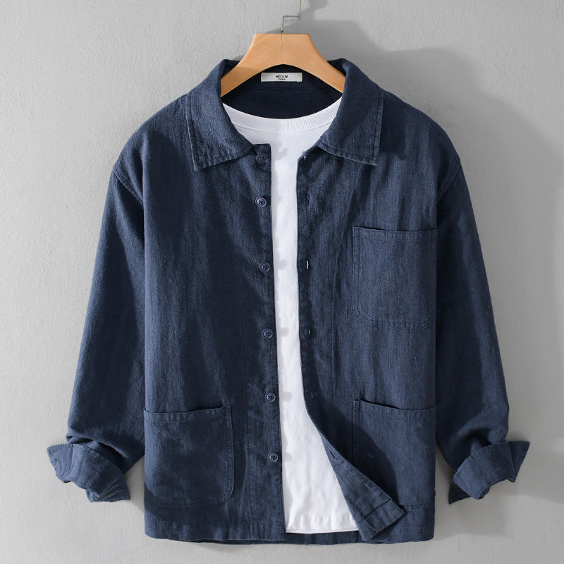 Herren Leinenhemdjacke mit aufgesetzten Taschen und legerer Passform Echoarchiv