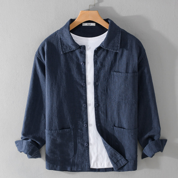 Herren Leinenhemdjacke mit aufgesetzten Taschen und legerer Passform Echoarchiv