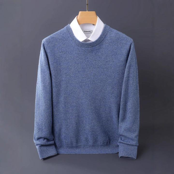 Herren Feiner Rundhals-Strickpullover in Kaschmir‑Optik mit gerippten Bündchen Echoarchiv