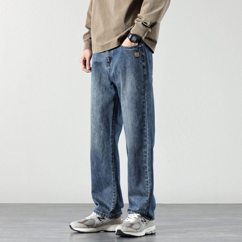 Herren Weite Straight‑Leg Denim-Jeans mit Vintage-Wash und lockerer Passform Echoarchiv