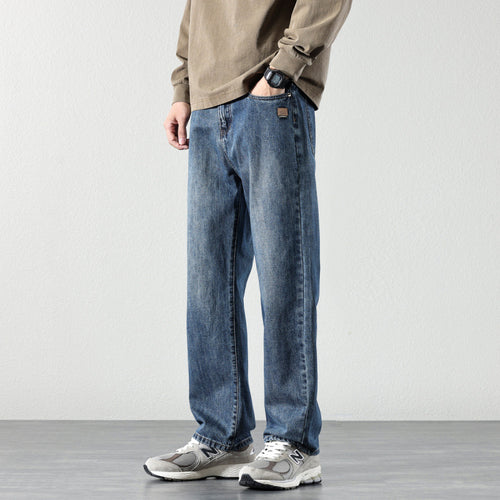 Herren Weite Straight‑Leg Denim-Jeans mit Vintage-Wash und lockerer Passform Echoarchiv