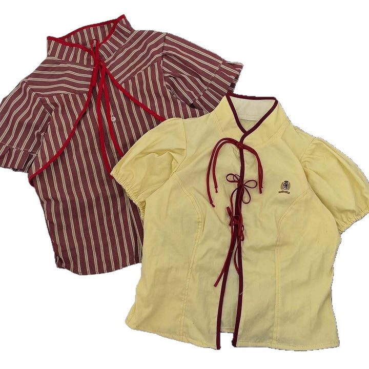 Damen Modische Bluse mit hochgeschlossenem Kragen und dekorativen Rüschen Echo Archiv