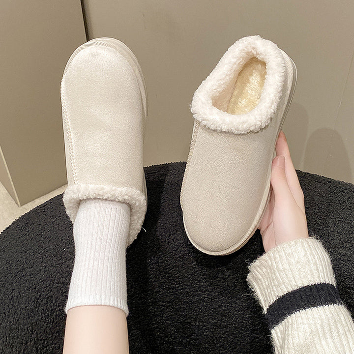 Damen Gefütterte Winter‑Slipper mit Kunstfellbesatz und profilierter Gummisohle Echo Archiv