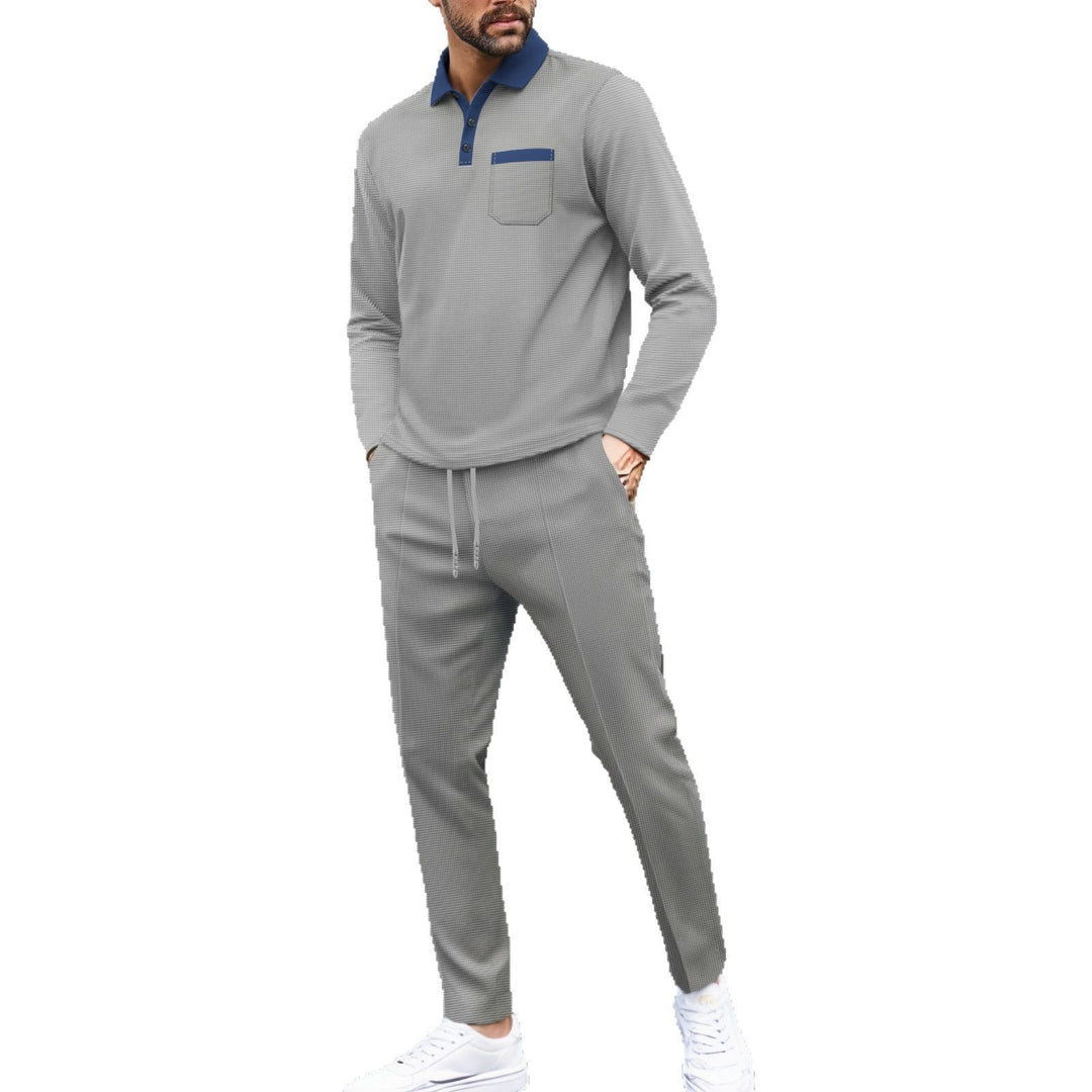 Herren modisches Langarmshirt mit Kragen und funktionaler Brusttasche Echoarchiv