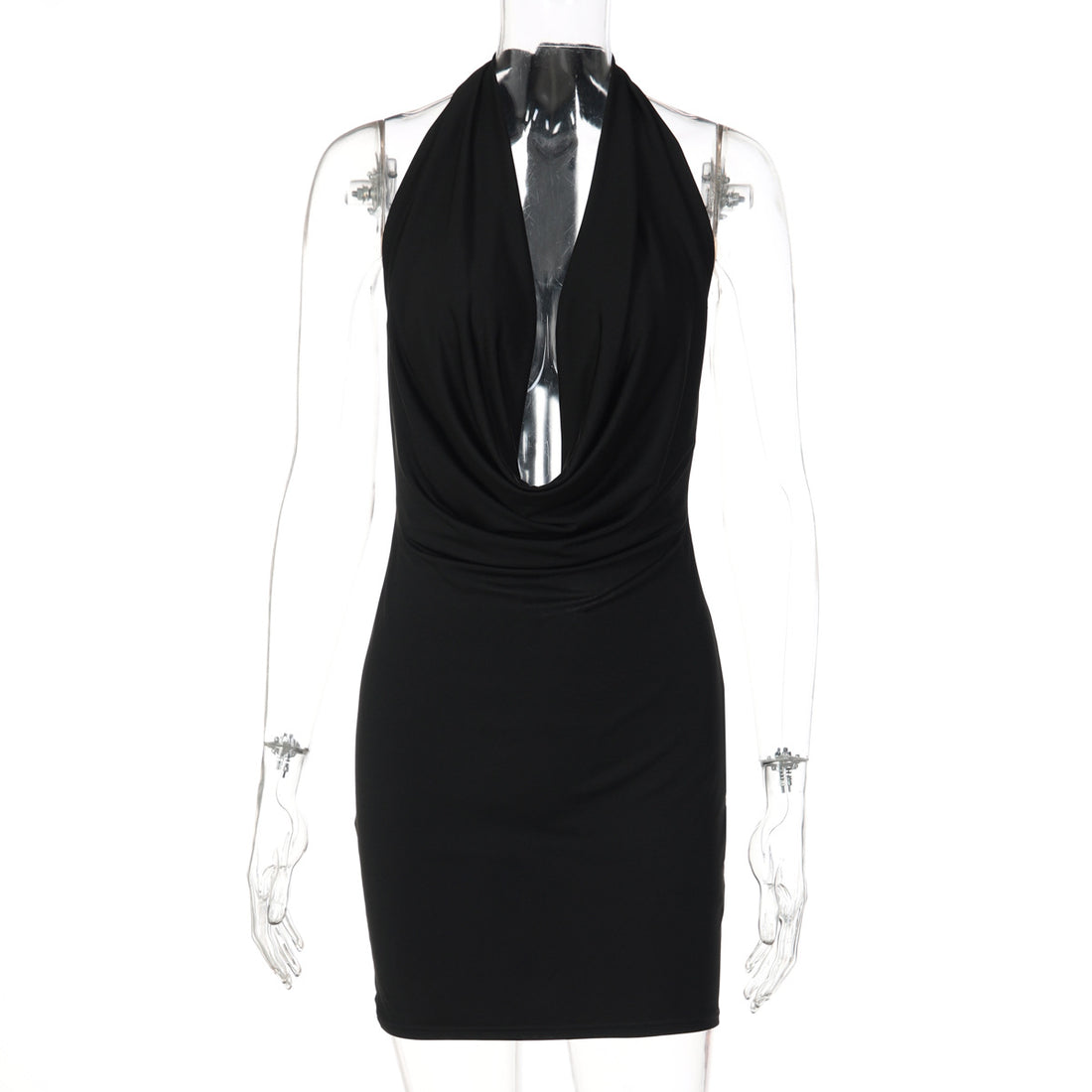 Damen figurbetontes Abendkleid mit tiefem Dekolleté und fließendem Stoff – Élara