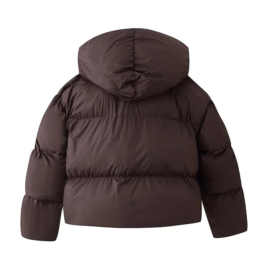 Damen wattierte Kurzsteppjacke mit voluminösem Schalkragen und Oversize-Schnitt – Célinea