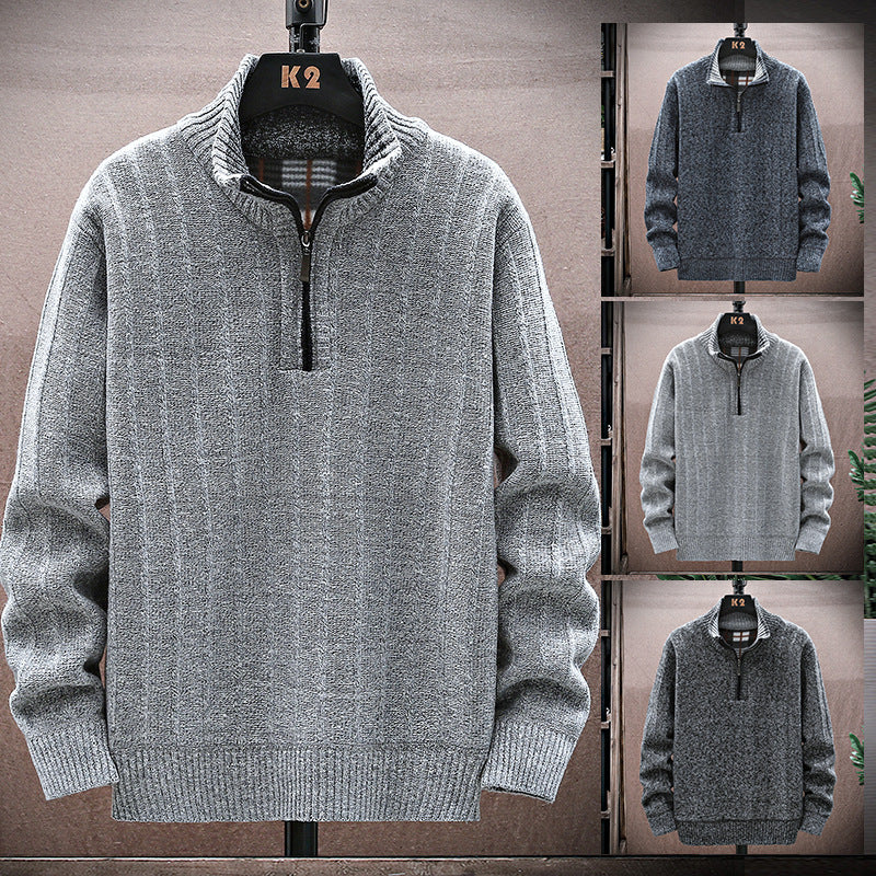 Herren strickpullover mit hohem Kragen und Reißverschluss Echoarchiv